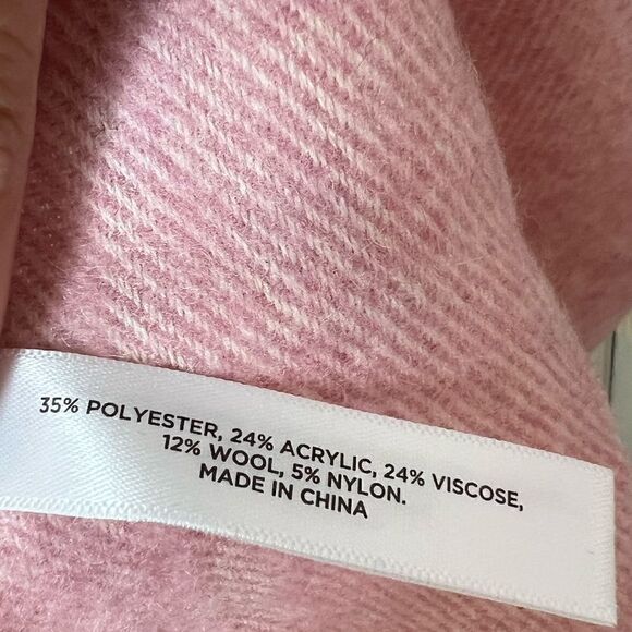 Talbots Pink/Purple/Blue Multi Colorblock Cozy Soft Oversized Wool Fringe Scarf - Picture 6 of 7